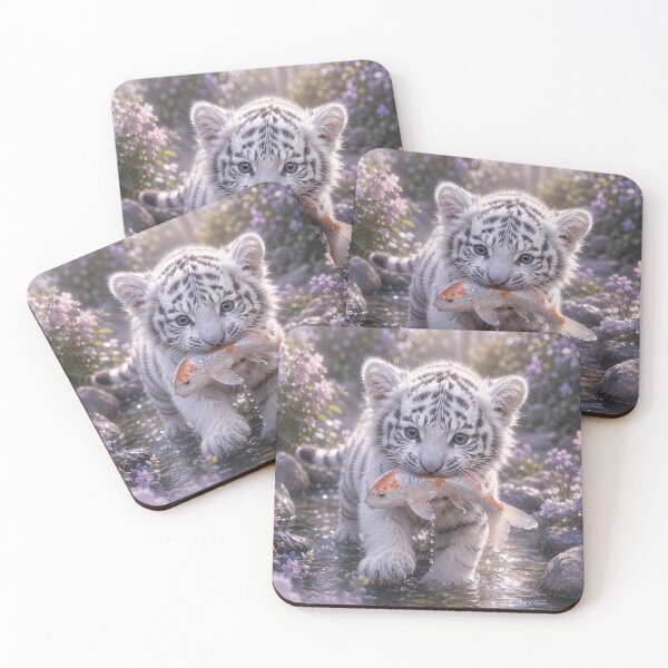Item preview, White Tiger Cub Carrying a Fish designed and sold by ManJiangHong.