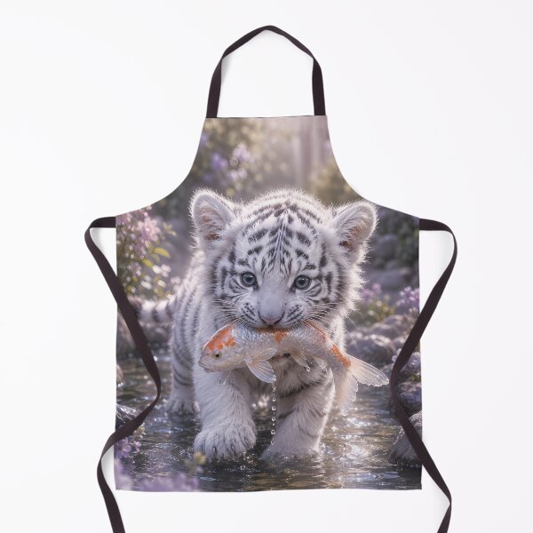 Item preview, White Tiger Cub Carrying a Fish designed and sold by ManJiangHong.