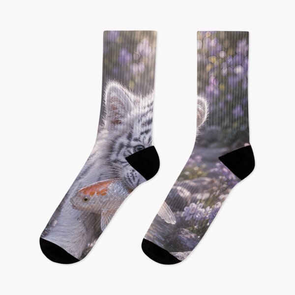 Item preview, White Tiger Cub Carrying a Fish designed and sold by ManJiangHong.