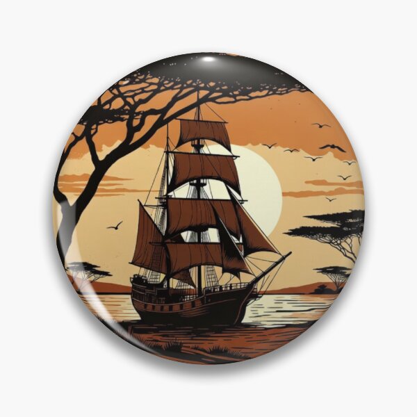 Item preview, Vintage African Sunset Ship Wall Art | Safari Coastal Printable Art designed and sold by GalleryPeak.