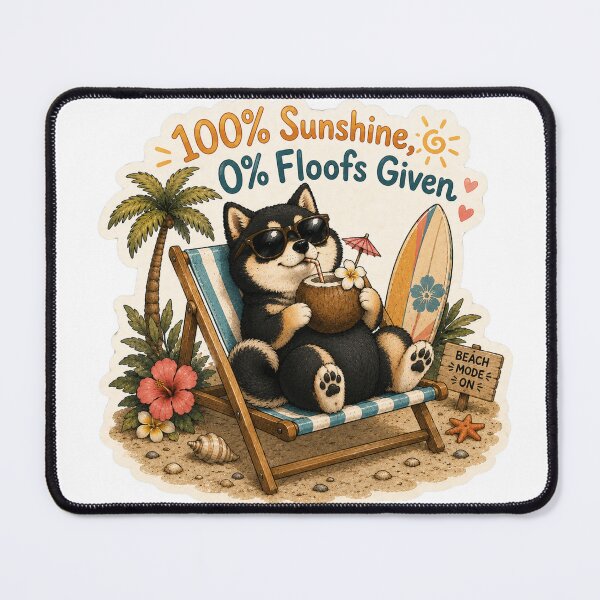 Item preview, 100% Sunshine 0% Floofs Given – Funny Black Shiba Inu Summer designed and sold by DailyStruggleCo.