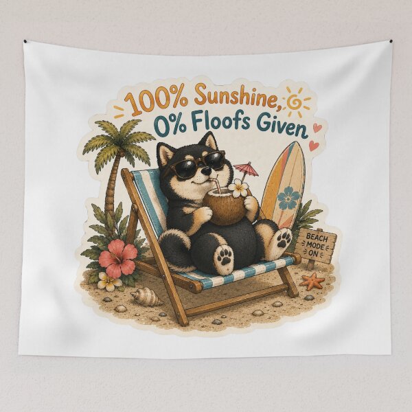 Item preview, 100% Sunshine 0% Floofs Given – Funny Black Shiba Inu Summer designed and sold by DailyStruggleCo.