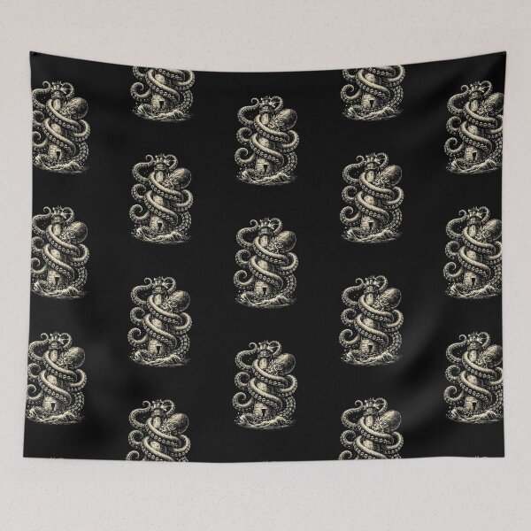 Item preview, Octopus Kraken Wrapped Around Lighthouse Dark Ocean designed and sold by SOUFIANE1991.