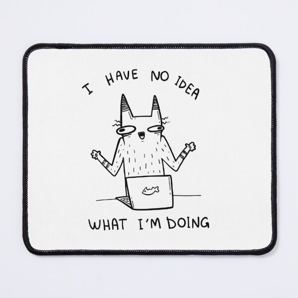 Item preview, I Have No Idea What I'm Doing | Funny Confused Cat Laptop Line Art designed and sold by Aida Drogan.