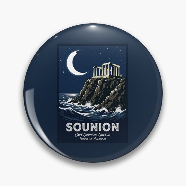 Item preview, Sounion Greece Vintage Travel Poster Temple Of Poseidon designed and sold by RetroRewind Studio.