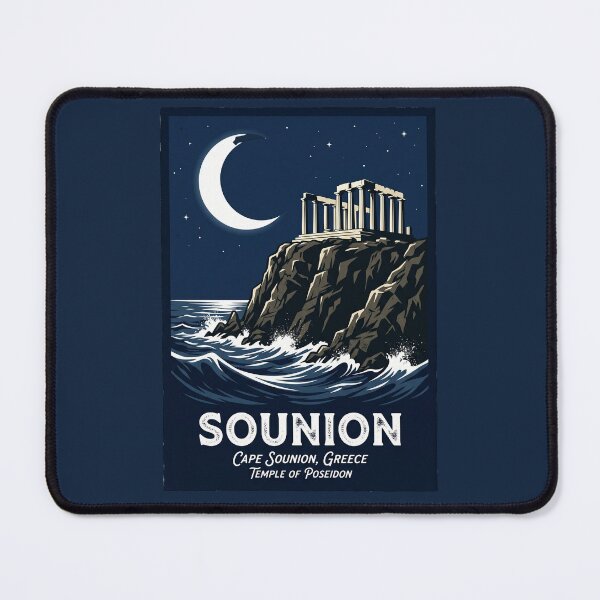 Item preview, Sounion Greece Vintage Travel Poster Temple Of Poseidon designed and sold by RetroRewind Studio.