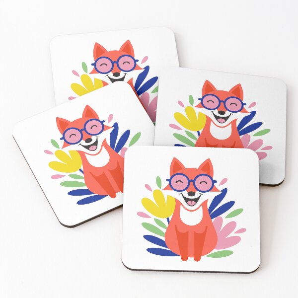 Item preview, Whimsical Fox Portrait with Glasses & Flowers designed and sold by Inklyst.