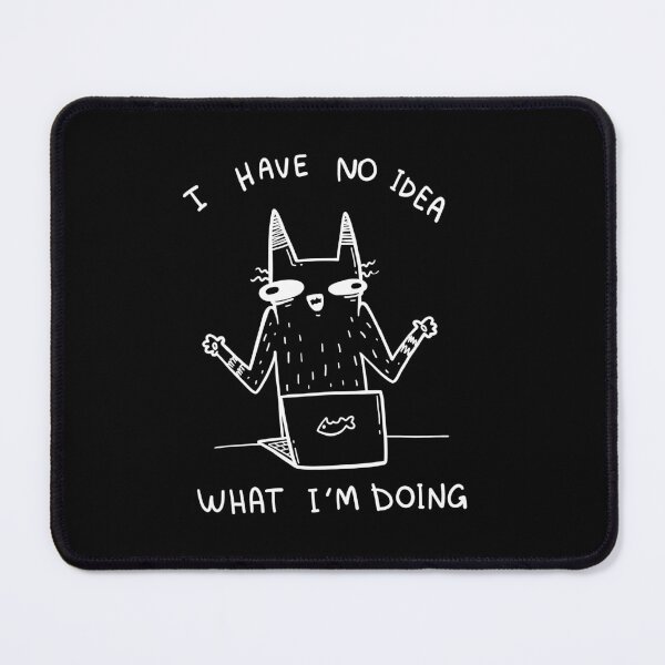 Item preview, Have No Idea What I'm Doing Funny Cat Meme White Line Art designed and sold by Aida Drogan.