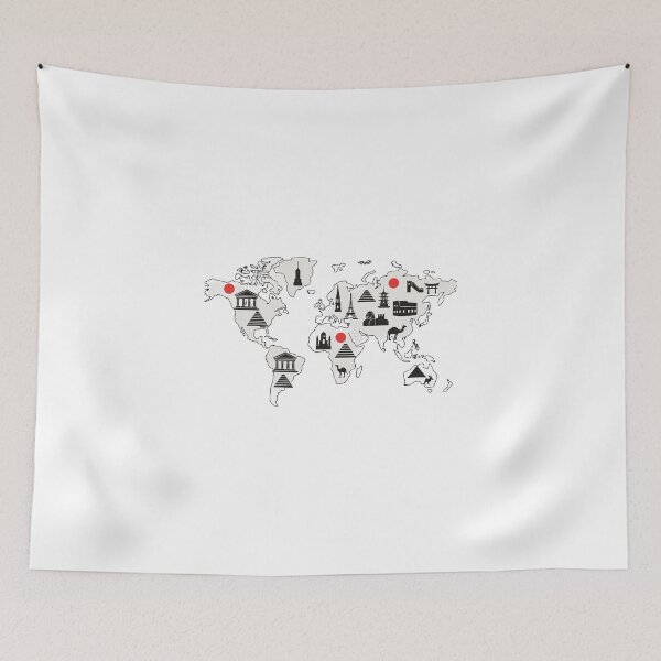 Item preview, Vintage Map of Landmarks for Wanderlust Lovers designed and sold by Inklyst.