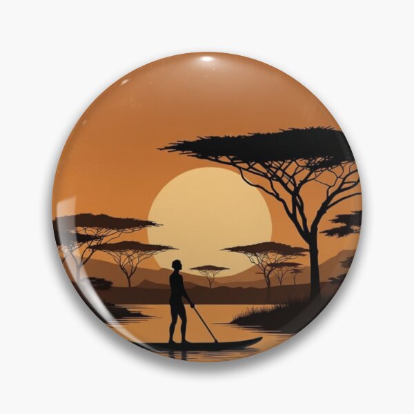 Item preview, African Sunset Paddle Board Wall Art | Safari Lake Printable Decor designed and sold by GalleryPeak.