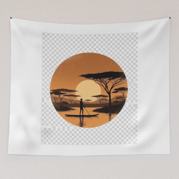 Item preview, African Sunset Paddle Board Wall Art | Safari Lake Printable Decor designed and sold by GalleryPeak.