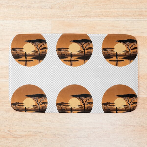 Item preview, African Sunset Paddle Board Wall Art | Safari Lake Printable Decor designed and sold by GalleryPeak.