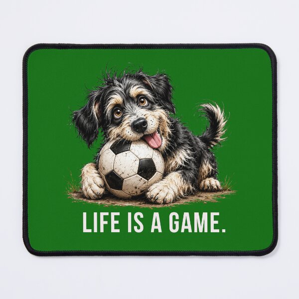 Item preview, Life is a Game – Soccer Scruffy Dog Illustration designed and sold by PAPIRO SIGLO XXI.