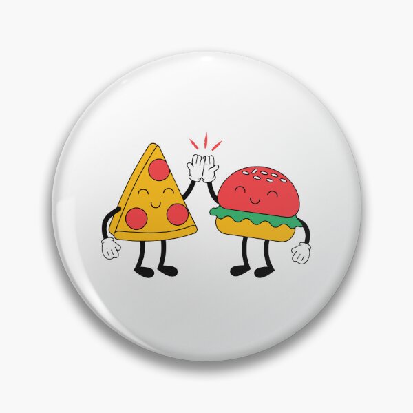 Item preview, Cheerful Pizza Slice & Burger High-Five Illustration designed and sold by Inklyst.