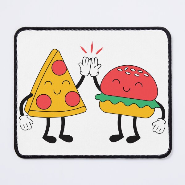 Item preview, Cheerful Pizza Slice & Burger High-Five Illustration designed and sold by Inklyst.