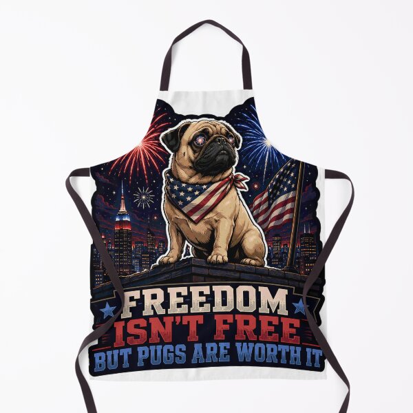 Item preview, Pug Patriotic Fireworks Cityscape designed and sold by Squiggle Happy.