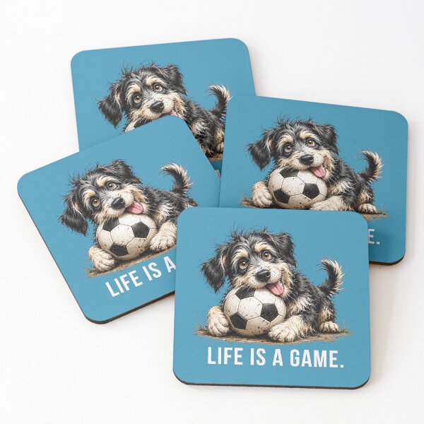 Item preview, Life is a Game – Soccer Scruffy Dog Illustration designed and sold by PAPIRO SIGLO XXI.