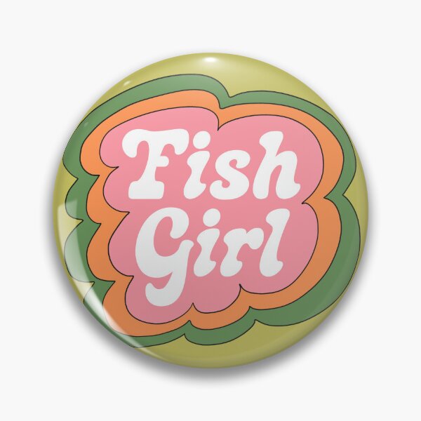 Item preview, Fish Girl (Pink on Green) designed and sold by yellowflowerhut.
