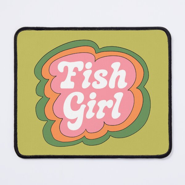 Item preview, Fish Girl (Pink on Green) designed and sold by yellowflowerhut.