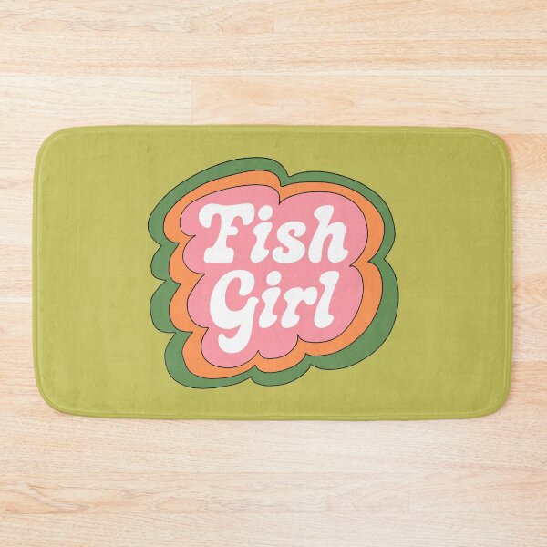 Item preview, Fish Girl (Pink on Green) designed and sold by yellowflowerhut.