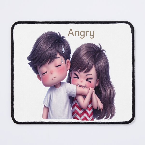 Item preview, Funny Romantic Cartoon Couple with Angry Expression Cute Illustration designed and sold by ARTCREATESHOP.