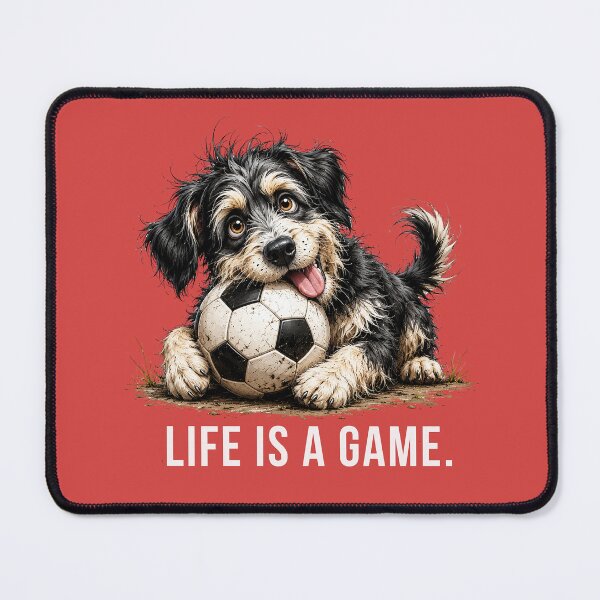 Item preview, Life is a Game – Soccer Scruffy Dog Illustration designed and sold by PAPIRO SIGLO XXI.