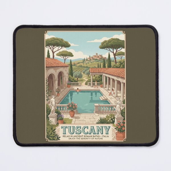 Item preview, Tuscany Italy Vintage Travel Poster Roman Baths designed and sold by RetroRewind Studio.