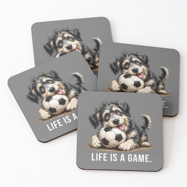 Item preview, Life is a Game – Soccer Scruffy Dog Illustration designed and sold by PAPIRO SIGLO XXI.