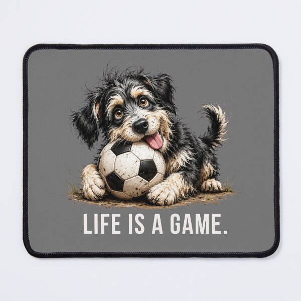 Item preview, Life is a Game – Soccer Scruffy Dog Illustration designed and sold by PAPIRO SIGLO XXI.
