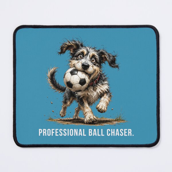 Item preview, Professional Ball Chaser – Soccre Scruffy Dog Illustration designed and sold by PAPIRO SIGLO XXI.