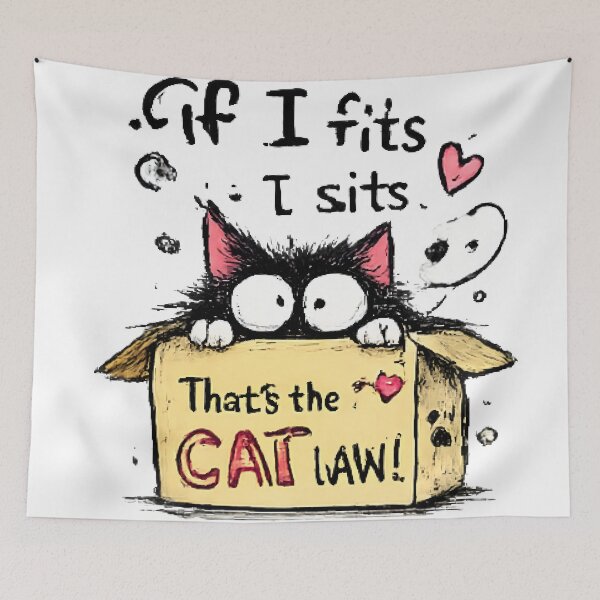 Item preview, If I Fits I Sits – Funny Cat in a Box Cartoon Cat Lover Design designed and sold by vansaidshop ⭐⭐⭐⭐⭐.