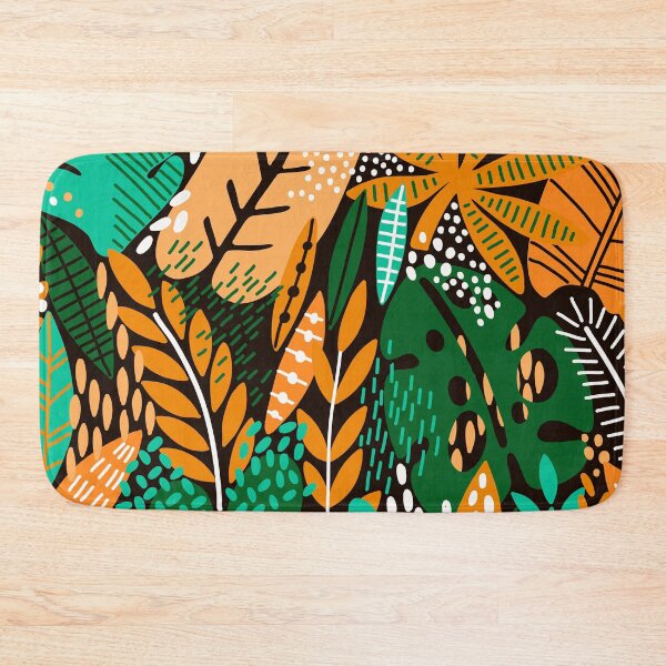 Item preview, Tropical Green And Orange Modern Contemporary Leaves Pattern designed and sold by DEC02.