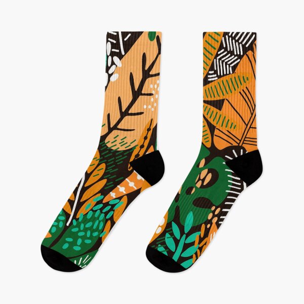 Item preview, Tropical Green And Orange Modern Contemporary Leaves Pattern designed and sold by DEC02.