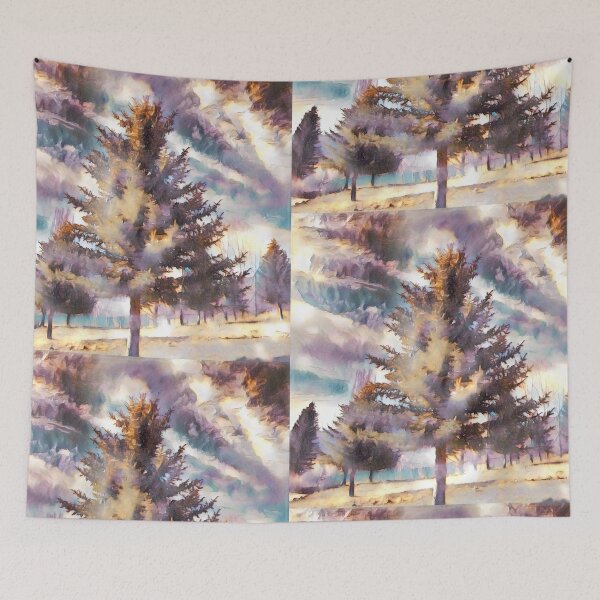 Item preview, Abstract Impressionist Winter Pine Tree Digital Art designed and sold by BalkanBloom.