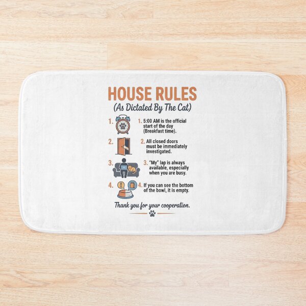 Item preview, House Rules As Dictated By The Cat" Funny Graphic Tee designed and sold by BetonikDesigner.