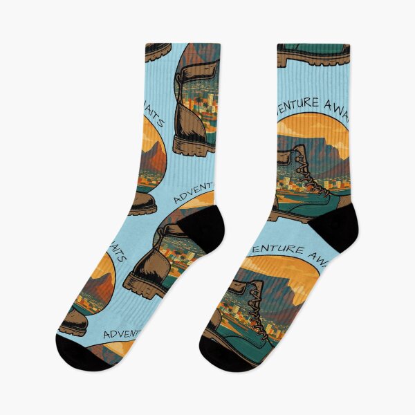 Item preview, Adventure Awaits Hiking Boot City Mountain Sunset designed and sold by d247.