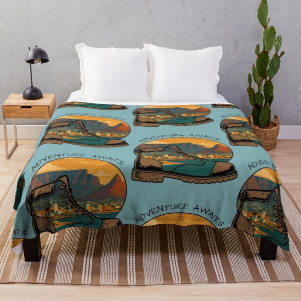 Item preview, Adventure Awaits Hiking Boot City Mountain Sunset designed and sold by d247.
