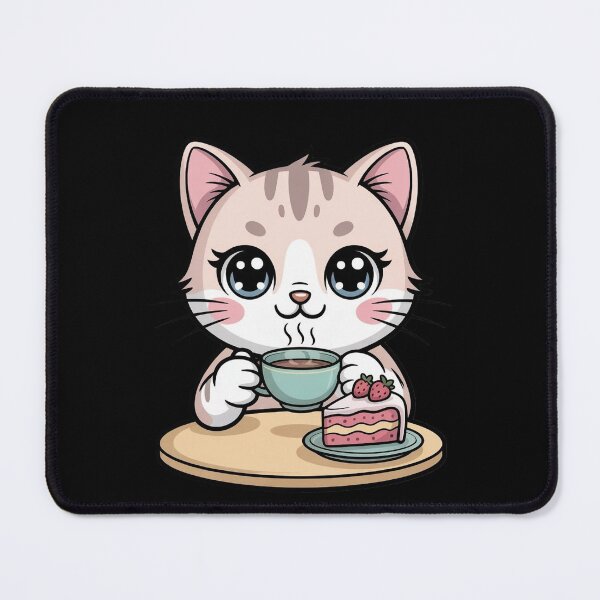Item preview, Cute Kawaii Cat Afternoon Treat Illustration designed and sold by WikaKowalczyk.