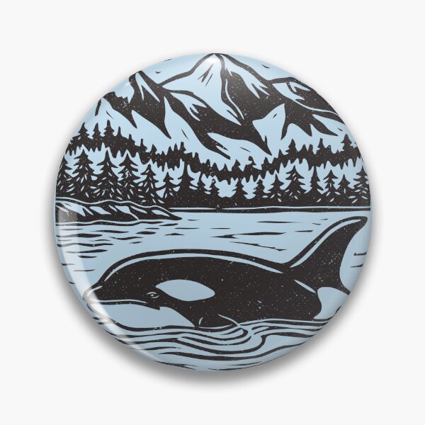Item preview, Linocut Orca Folk Art Killer Whale Vintage Nautical designed and sold by Y-Vibes.