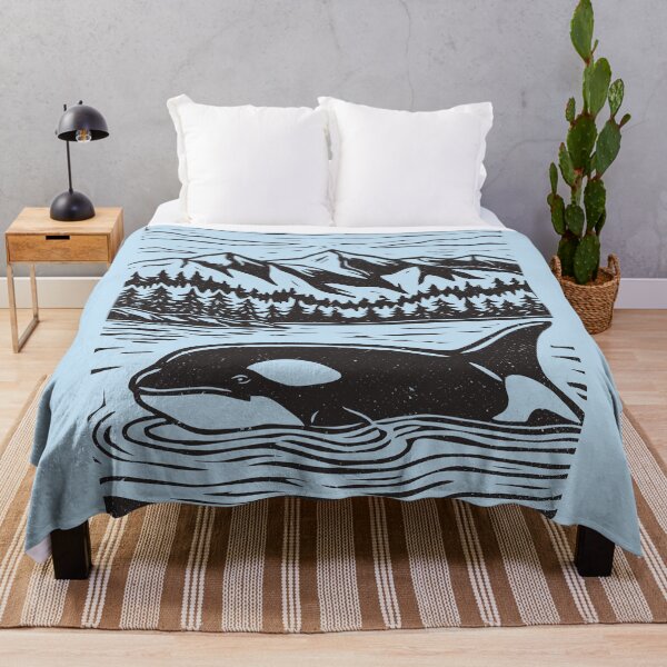 Item preview, Linocut Orca Folk Art Killer Whale Vintage Nautical designed and sold by Y-Vibes.