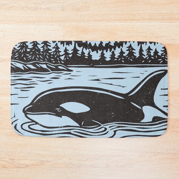Item preview, Linocut Orca Folk Art Killer Whale Vintage Nautical designed and sold by Y-Vibes.