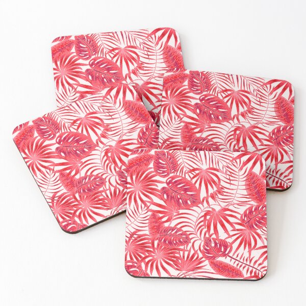 Item preview, Tropical Island Red Palm Leaves Pattern  designed and sold by DEC02.