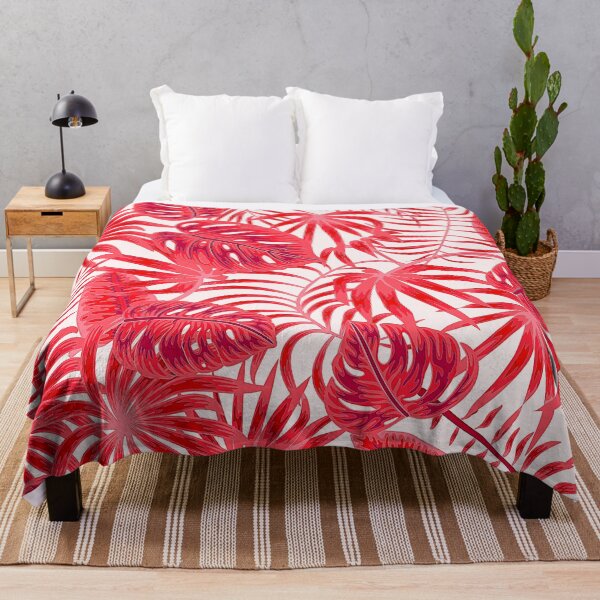 Item preview, Tropical Island Red Palm Leaves Pattern  designed and sold by DEC02.