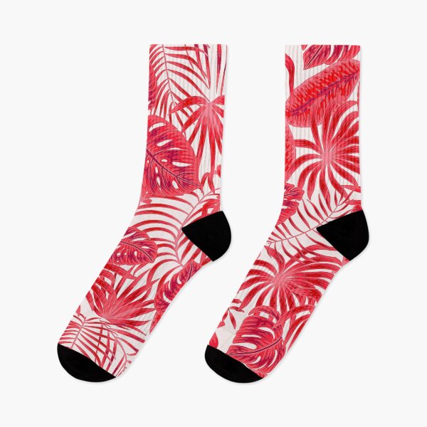 Item preview, Tropical Island Red Palm Leaves Pattern  designed and sold by DEC02.