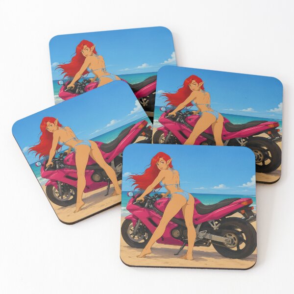 Item preview, Beach Elf Biker Girl – Summer Anime Motorcycle Aesthetic designed and sold by  Hollow Moon Studios..