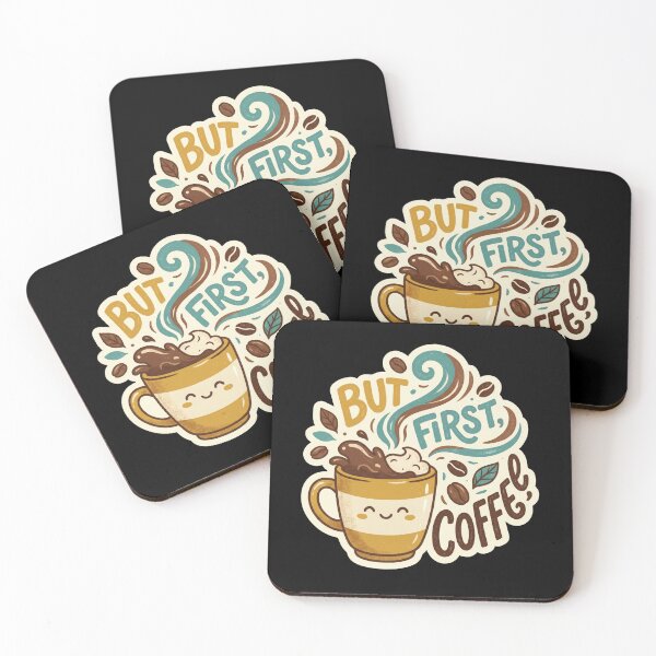Item preview, But First Coffee Cute Happy Mug Sticker designed and sold by Sketchlegacy.