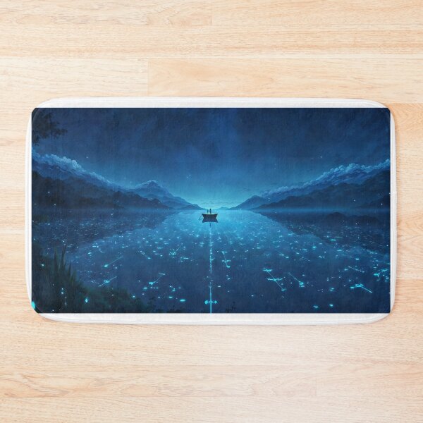 Item preview, Glowing Lake at Midnight — Fantasy Anime Landscape Art designed and sold by middelight-luna.