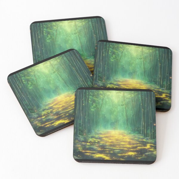 Item preview, The Glowing Path — Enchanted Forest Anime Landscape Art designed and sold by middelight-luna.