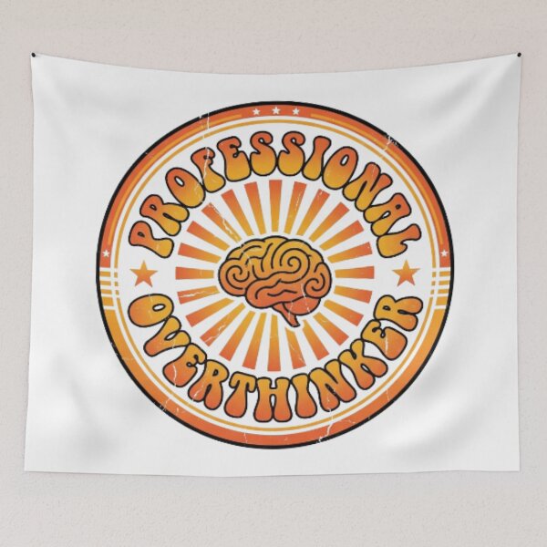 Item preview, Professional Overthinker Funny Anxiety Quote Retro Badge designed and sold by CozyDesignsCo.