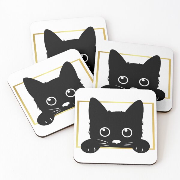 Item preview, Curious Black Cat in Golden Frame - Minimalist Cat Art designed and sold by I.C. Vision Designs.
